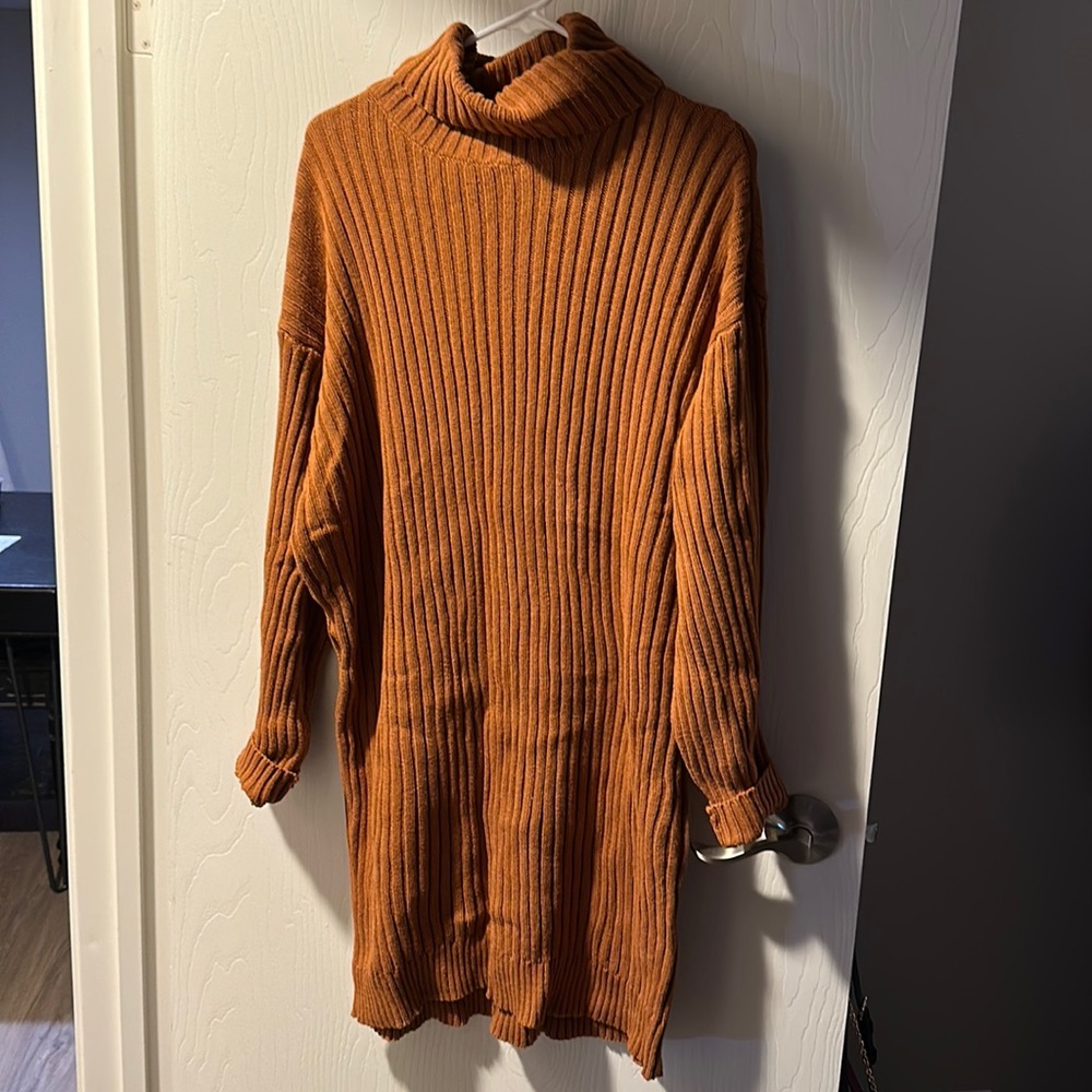 Burnt Orange sweater dress perfect for the upcoming fall weather